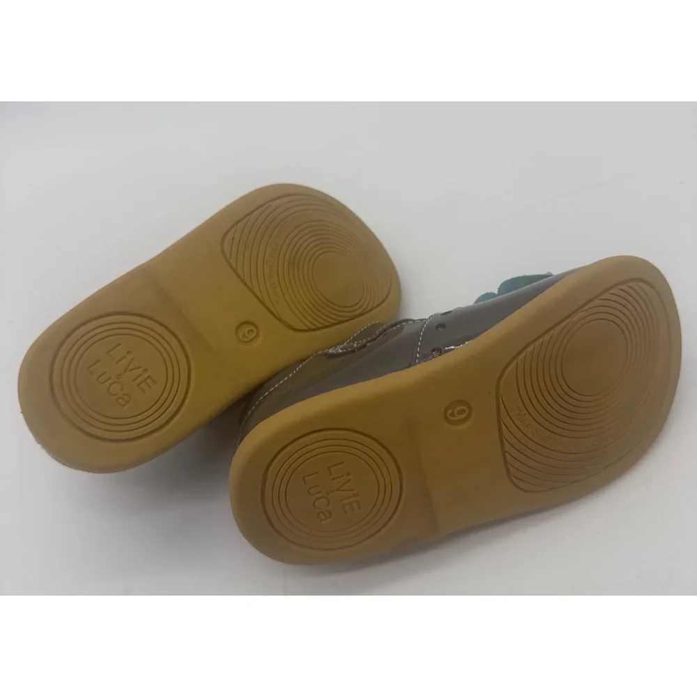LIVIE & LUCA Blossoms Gray Teal Size 9 (Toddler Girl)